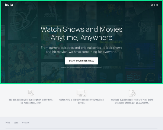 Mira los servicios de streaming de Hulu voltados para a família Logo