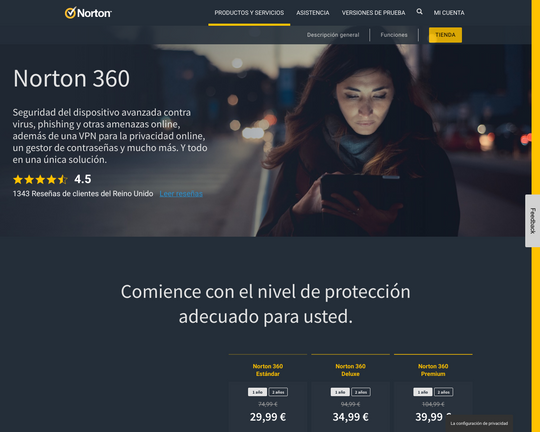 Privacidad en línea de Norton VPN (seguridad web)